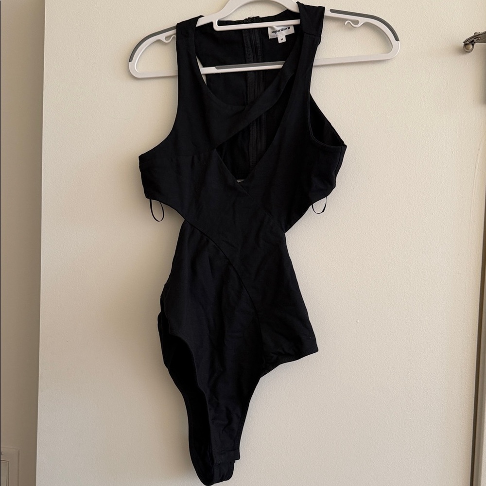 Superdown Black Zip-Up Bodysuit